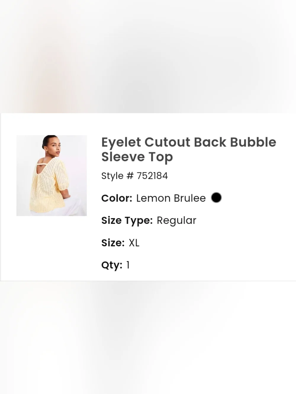 LOFT Pale Yellow Eyelet Puff Sleeve Blouse
